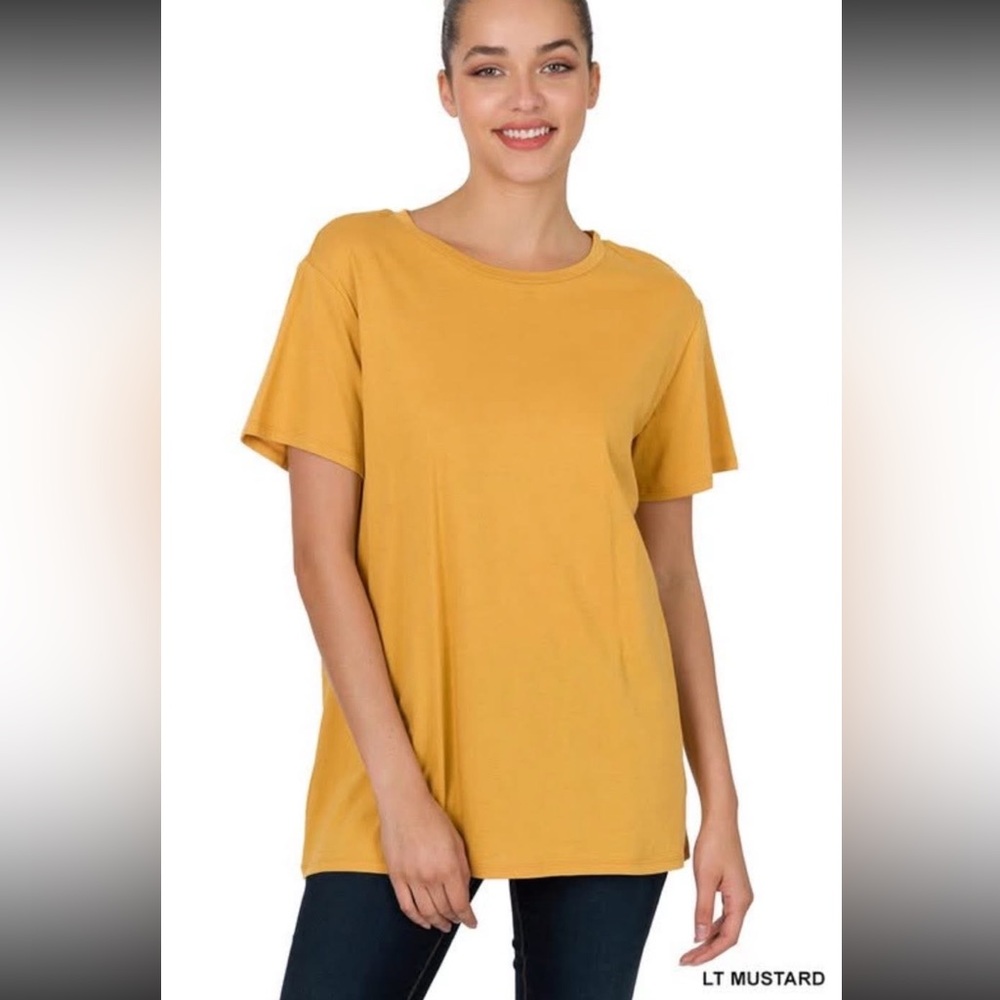 NWOT Zenana Outfitters Mustard Short Sleeve Tee